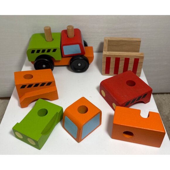 Melissa & Doug Construction Toys Stacking Wooden 12 Pieces Cement Truck - Picture 2 of 8